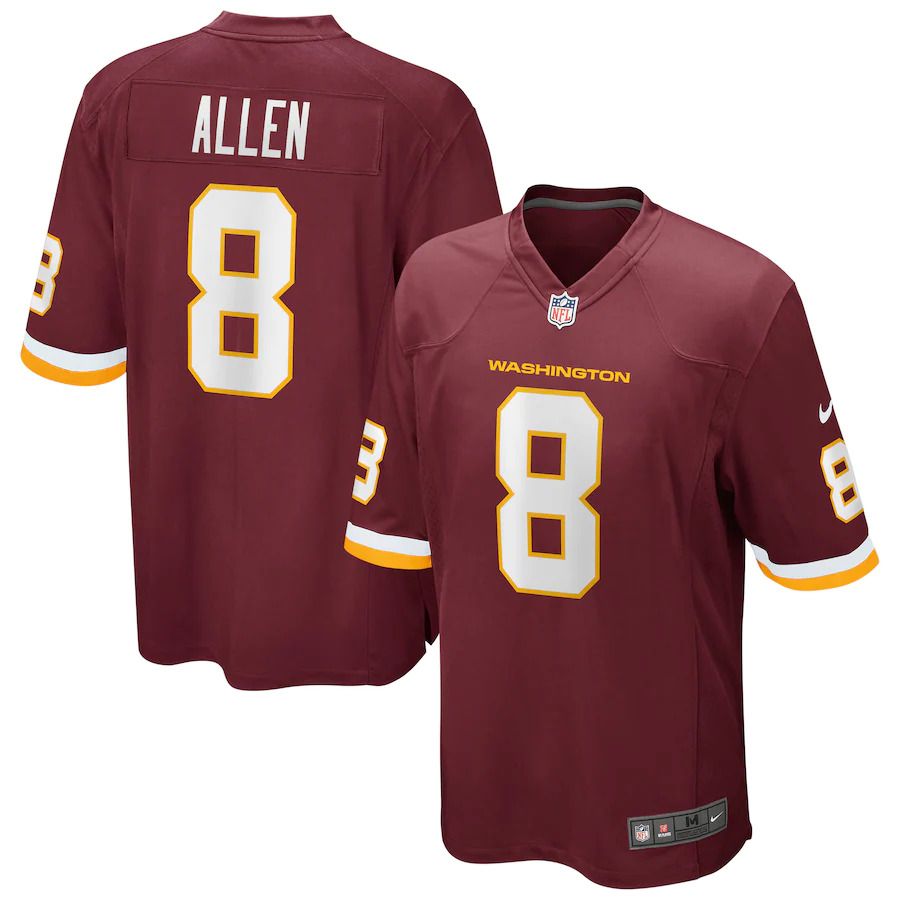 Men Washington Redskins 8 Kyle Allen Nike Burgundy Game Player NFL Jersey